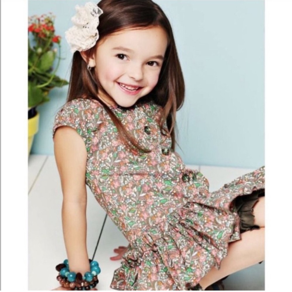 Matilda Jane Serendipity Brown Floral Ruffle Confetti Dress‎ Girl's Size 4